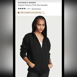 VS Cotton Fleece Full Zip Hoodie Solid Black NWT NIP (2024)